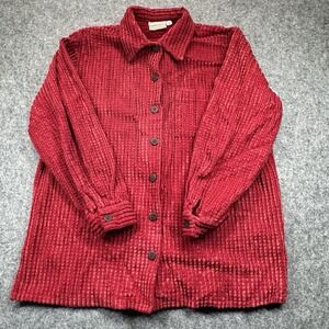 VTG COLDWATER CREEK Cordory Jacket mens Large Button‎ Down Red Pockets Dadcore